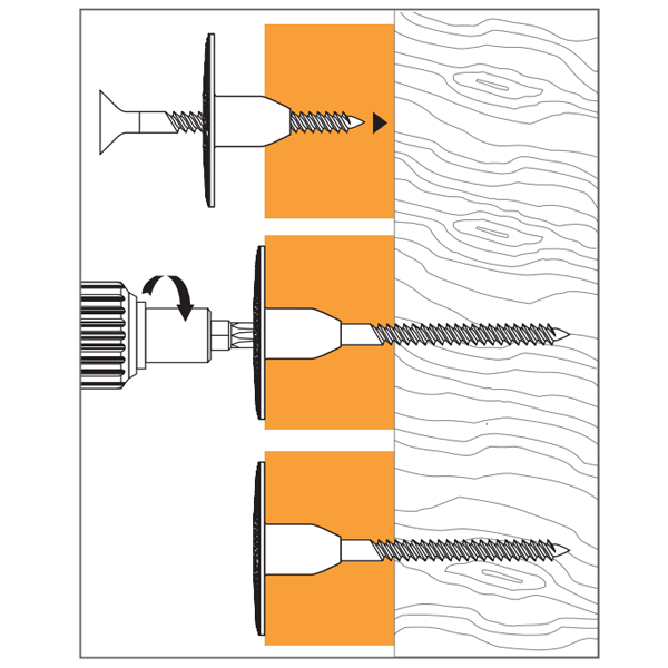 Cheville Isowood Spit pour fixation isolant extérieur de 80 mm - Diamètre 60 mm - Boîte de 200