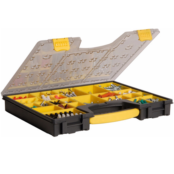 Boite plastique avec 25 compartiments amovibles dimensions 423 x 334 x 52 mm vide