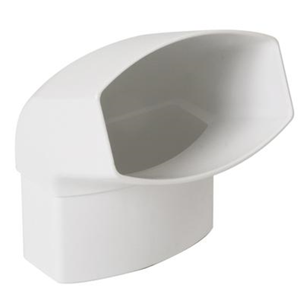 Coude ovoïde Nicoll pour tube de descente 90 x 56-mm - Angle 67°30 - Mâle/Femelle - Techtan - Blanc