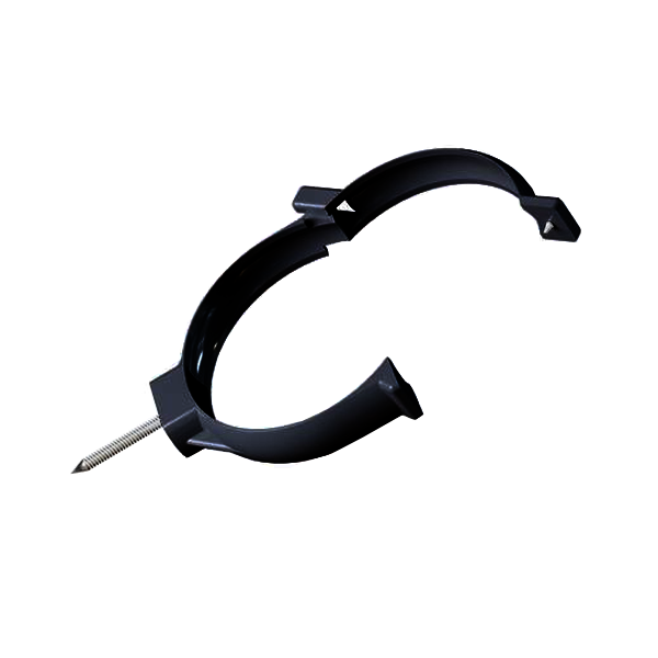 Collier de fixation à patte à vis MEP CAV80 à visser pour tuyau de descente de 80 mm - PVC Noir