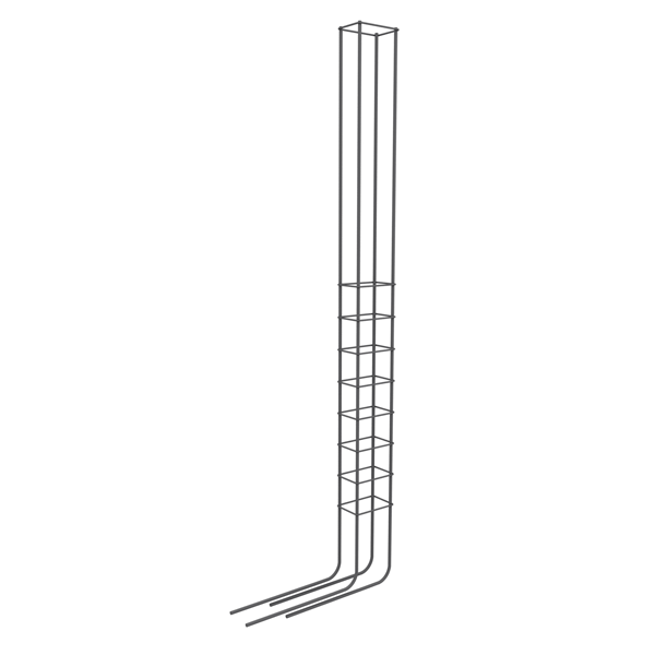 Armature d'attente PA pour liaison poteau-fondation - 4 filants Ø 10 mm - cadre HA5 - L. 1,7 m - 8 x 8 cm