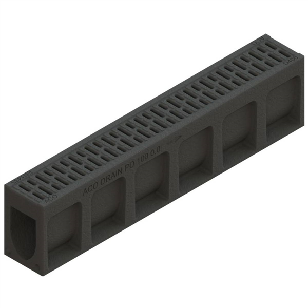 ACO MONOBLOCK URBAIN P100V - D400 COULEUR NOIR - BETON POLYMERE