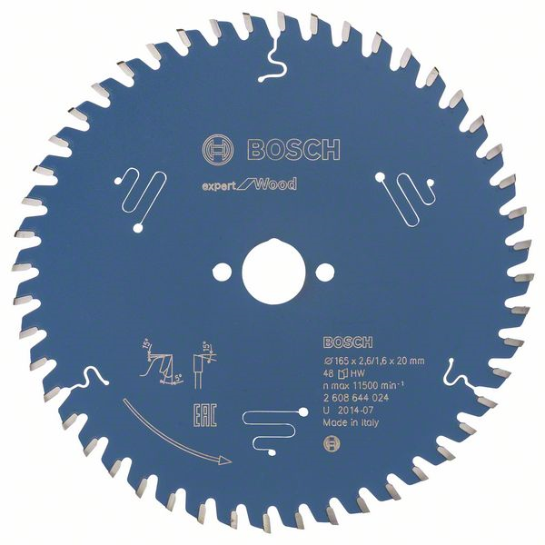 Lame de scie circulaire bois Bosch Expert for Wood 165 x 20 x 2,6 mm 48 dents