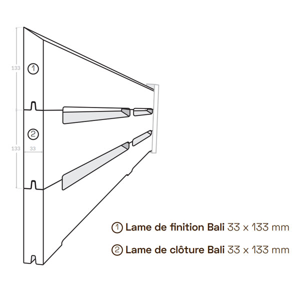 Lame de finition pour clôture Bali effet persienne en Sapin du Nord traité Classe 3 marron - 33 x 133 mm - Long. 1,92 m