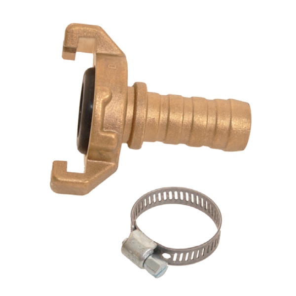 Raccord express cannelé avec joint et collier pour tuyau arrosage - Diamètre 19 mm - Fitt - Laiton