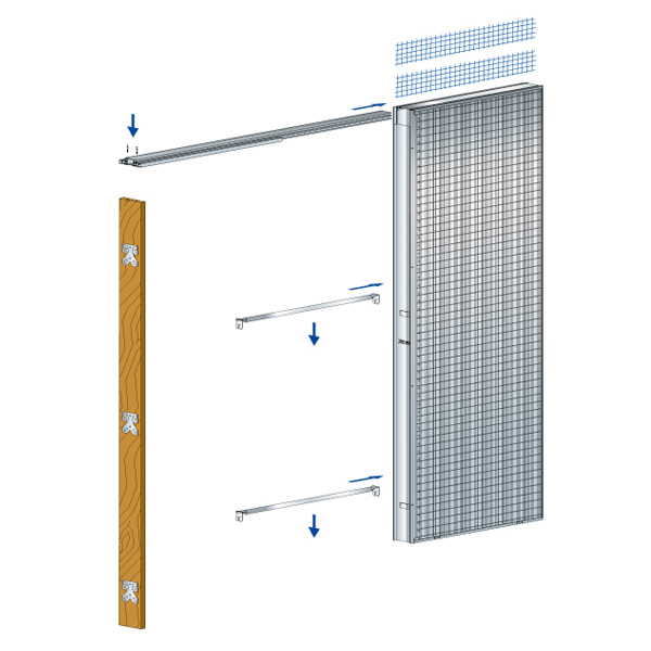 Système à galandage pour porte coulissante simple vantail - caisson à enduire - Scrignotech - porte de 204 CM x 83 CM - cloison finie 90 mm