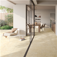 Carrelage extérieur antidérapant effet pierre en grès cérame rectifié beige - Travertech - 60,0 CM x 60,0 CM - ép. 20,00 MM