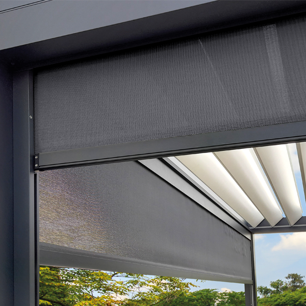 Store enroulable et motorisé Aluclos pour pergola bioclimatique Alusun - longueur 3,00 m - Ombre