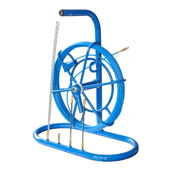 Aiguille de tirage pour électricien - ø 3 mm x 50 m - Roue ø 250 mm - Inclut 2 embouts + 2 œillets + 2 têtes flexibles + 1 tire câbles