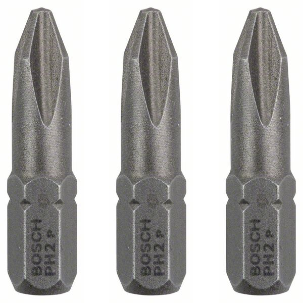 Embout de vissage Bosch extra-dure 6 pans 1/4" Phillips PH2 longueur 25 mm lot de 3