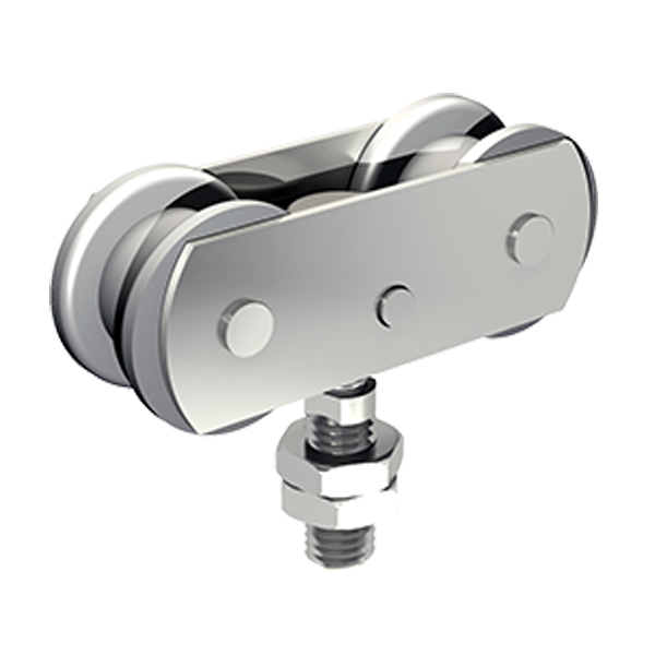 Monture pivotante réglable en hauteur galets delrin vis M12 force 75kg - Lot de 2