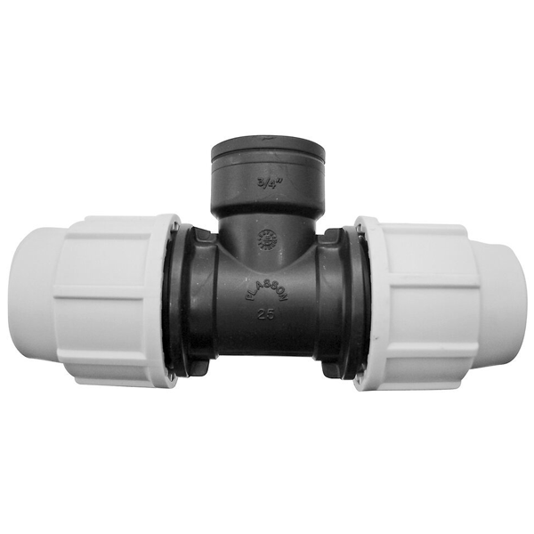 Raccord à compression arrosage enterré - Té Plasson F 20x27 3/4" Ø 25 mm - Polypropylène