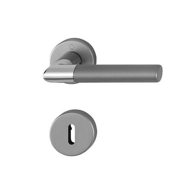 Ensemble sur rosace clé en L - Lecce Hoppe aluminium inox mat porte de 35 - 45mm carré 7mm