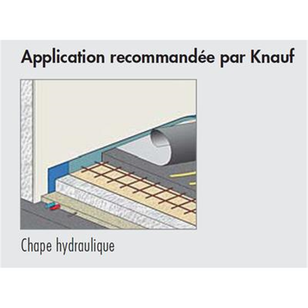 Panneau isolant PSE sous chape ou dalle hydraulique - Knauf Therm Chape TH38 - R 0,50 m².K/W - 2,50 M x 1,20 M - ép. 20 MM