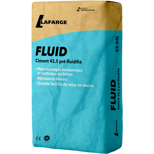 Ciment 42,5 N préfluidifié pour béton et mortier - NF CE - Fluid Larfarge - sac de 25,0 kg