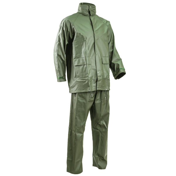 Ensemble de pluie PU/PVC vert avec veste et pantalon imperméables - Taille 2XL