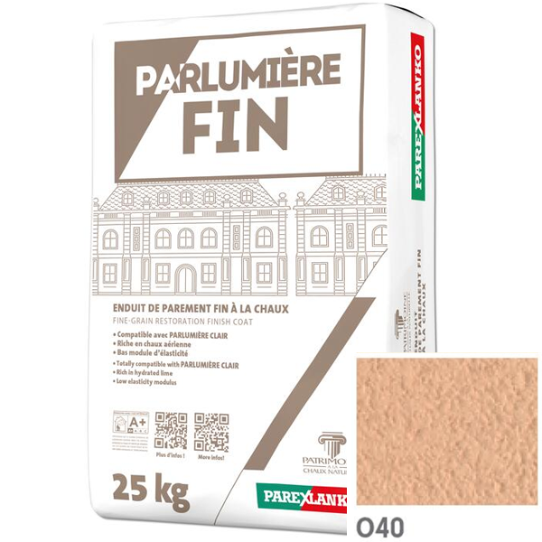 Enduit de parement à la chaux à grain fin Parexlanko Parlumière - O40 Beige rose pâle - Sac de 25 KG