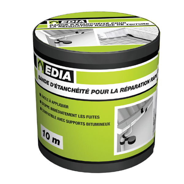 Bande d'étanchéité à l'eau autocollante bitumineuse Edia pour toiture 30 cm x 10 m couleur gris