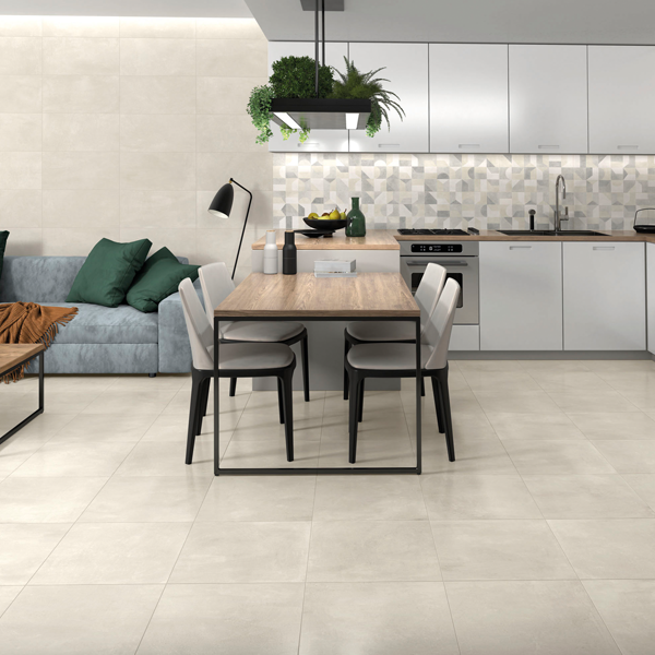 Carrelage sol intérieur grès émaillé effet béton Edilis Salvador - 45,0 CM x 45,0 CM - ép. 8,5 MM - Beige