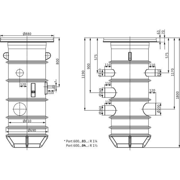 Fosse de pompe Wilo-PORT 600.1-1800-04D (2544151)