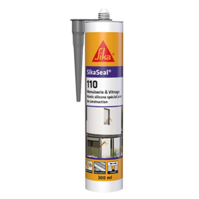 Mastic silicone pour joints de menuiseries et vitrages - SikaSeal 110 - 300 ml - cartouche de Gris