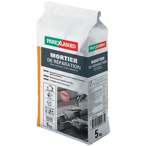 Mortier de réparation fibré pour bétons parpaing et briques - Parexlanko - sac de 5 kg