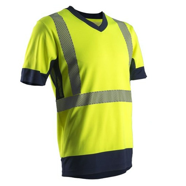 T-shirt haute visibilité Coverguard Komo jaune et bleu marine taille L