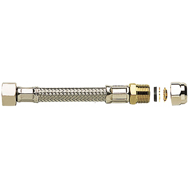 FLEX. TRESSE INOX F3/8"-BAGUE 10 300mm Alim - Sanitaire Tuyau Ø 8mm avec joint
