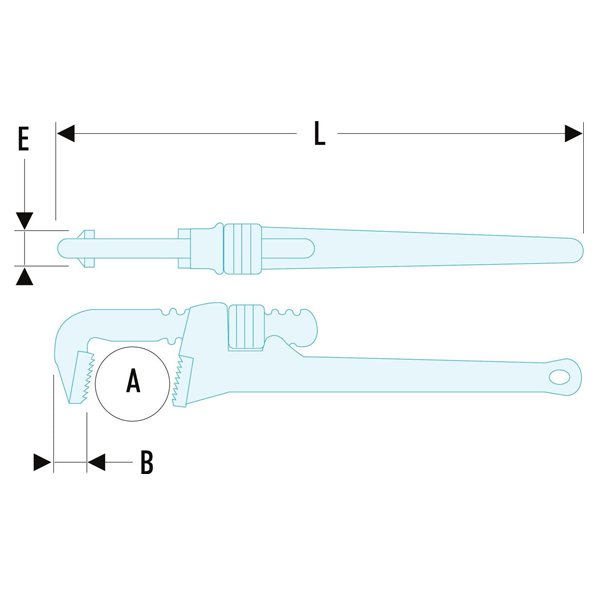 Clé serre-tubes modèle américain 14" Facom - Ouverture 60 mm Longueur 350 mm - Corps fonte