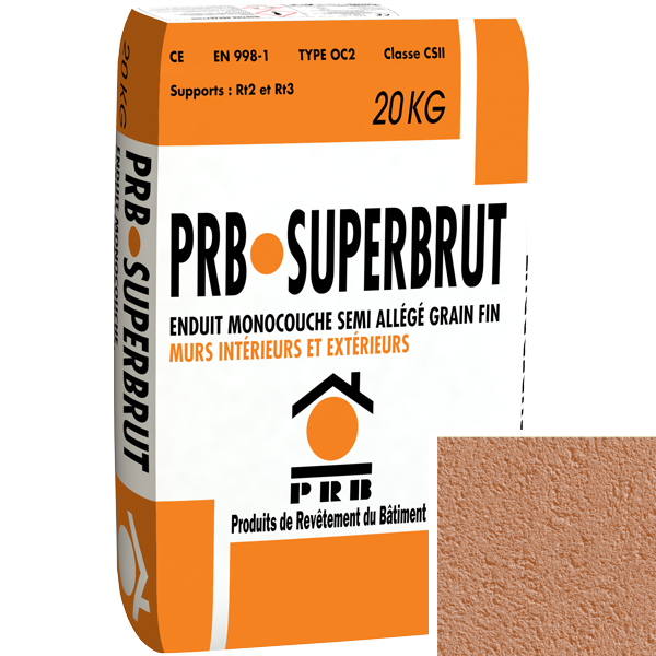 Enduit monocouche semi-allégé à grain fin PRB Superbrut type OC2 - Cap Corse - sac de 20 kg