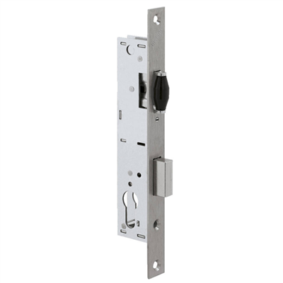 Serrure à larder à cylindre - axe à 24.5 mm - pêne dormant et rouleau - pour gâche électrique Metalux 8