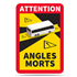 Autocollant sticker adhésif "Attention angles morts" pour bus - 170 x 250 mm - Lot de 10