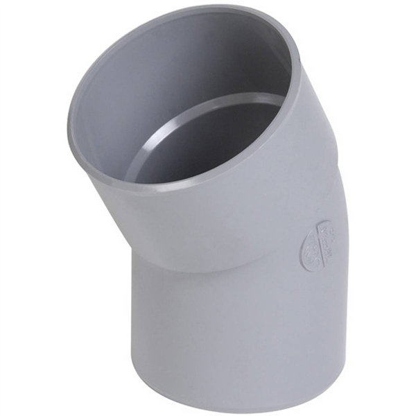 Secteur de coude 30° à coller pour évacuation d'eau - Mâle / Femelle - Ø 100 mm - PVC - Gris