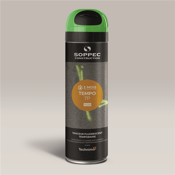 Traceur de chantier TEMPO TP fluorescent temporaire 2-8 semaines couleur vert 500 ml