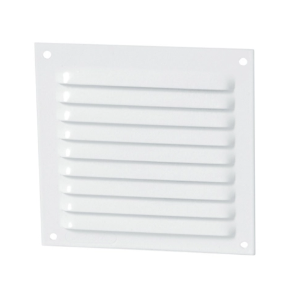 Grille de ventilation Nicoll à persiennes avec moustiquaire - Extérieur - 200 x 200 mm -  Aluminium blanc