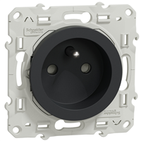 Prise de courant 2P+T Schneider Odace à encastrer - avec support de fixation à visser - anthracite - 16A 250V
