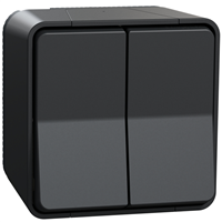 Interrupteur double va-et-vient en saillie Schneider Mureva Styl complet - IP55 - IK08 - anthracite - 10AX 250V