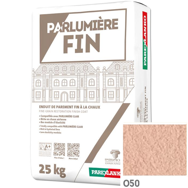 Enduit de parement à la chaux à grain fin Parexlanko Parlumière - Teinte O50 - Sac de 25 KG