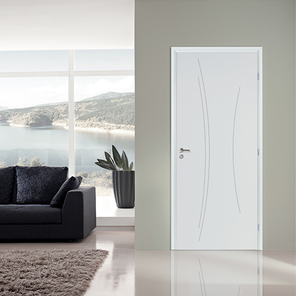 Bloc-porte prépeint Kaori blanc à âme alvéolaire - Gypso - serrure PDDT - 204 CM x 83 CM - droit poussant