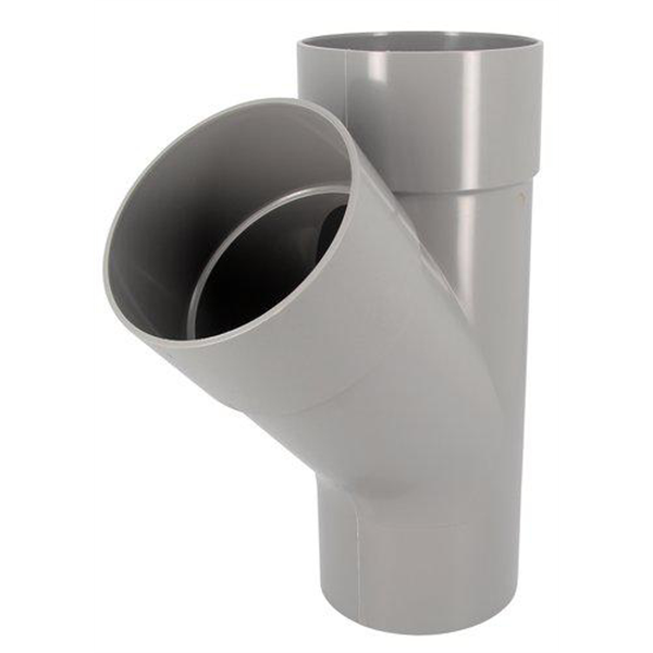 Culotte simple mâle/femelle Nicoll pour évacuation eaux usées - Diamètre 125 mm - Degré angle 45° - PVC - Gris