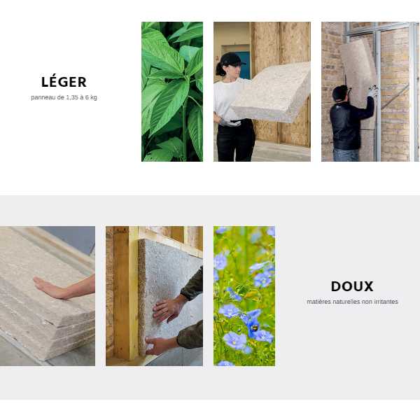 Isolant intérieur biosourcé ThermaSoft Natura en fibre végétale - R=1,15 m².K/W - 1,25 M x 0,60 M ép. 45,00 MM