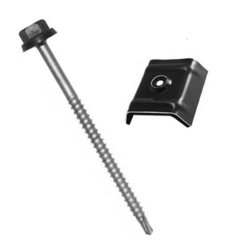 Fixations bacs acier sur charpente bois - Zacrovis + Cavalier - 6.5 x 100 mm - Brun rouge - RAL 8012 - boîte de 100