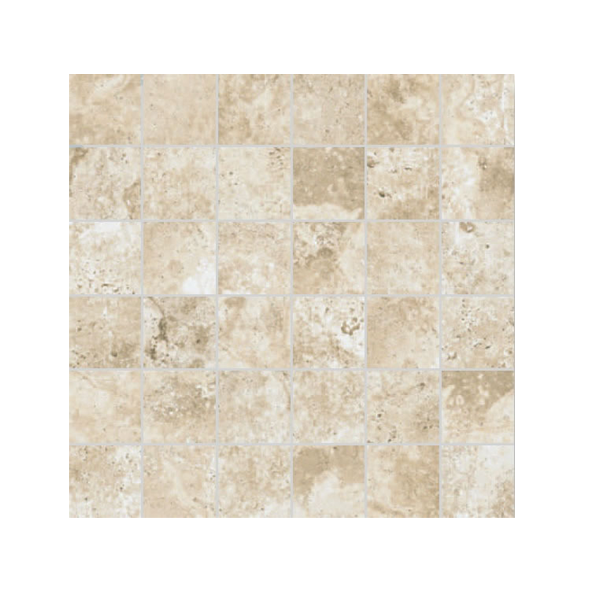 Carrelage mosaïque intérieur en grès cérame émaillé Edilis effet pierre de Travertin - 30,0 CM x 30,0 CM - Beige