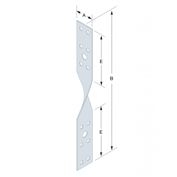 Suspente torsadée SUT en acier galvanisé - SUT25/200/1 - largeur 25 mm - longueur 200 mm - ép. 1 mm