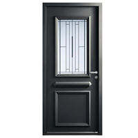 Porte d'entrée vitrée en acier laqué anthracite RAL7016 - Segovia 1 - serrure à relevage 4 rouleaux + 2 pênes centraux - Poussant gauche