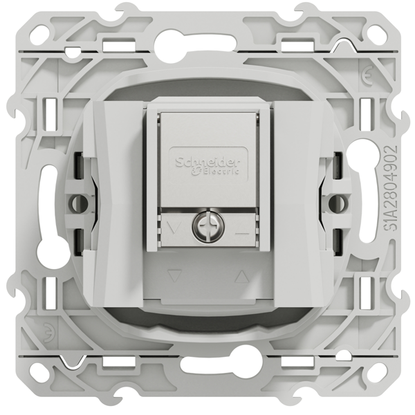 Prise TV FM et SAT Schneider Odace à 1 entrée - avec support - blanc - connexions mâle CEI - IEC femelle - type F