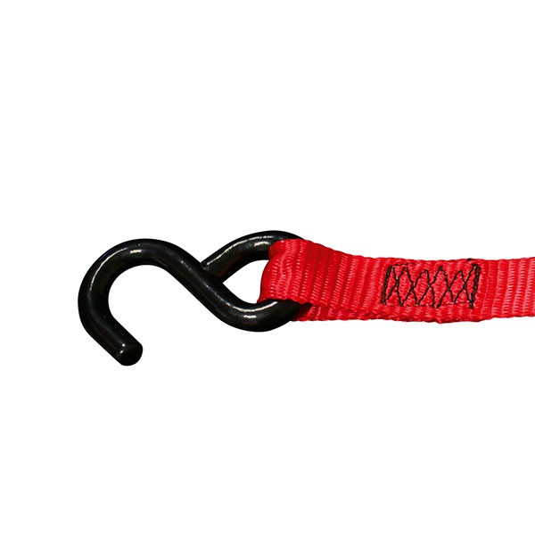 Sangle d'arrimage avec tendeur à cliquet et crochet en S - TMU 500 kg - longueur 5 mètres - largeur 25 mm - lot de 4