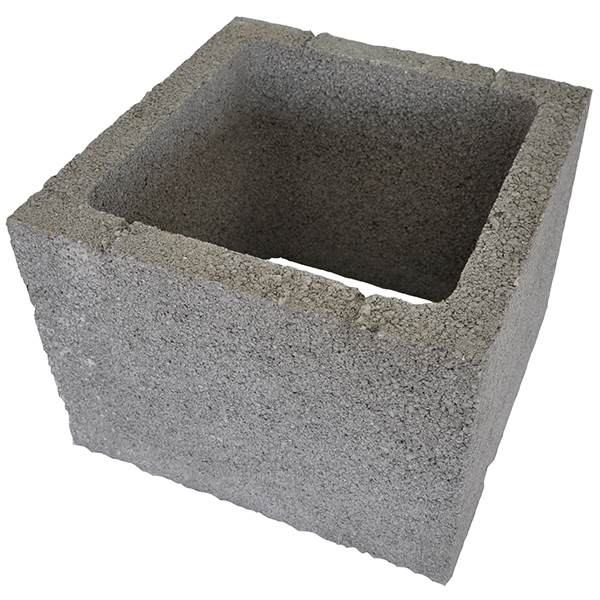 Bloc poteau pilier en béton brut Obra -  34 CM x 34 CM extérieur - hauteur 25 CM