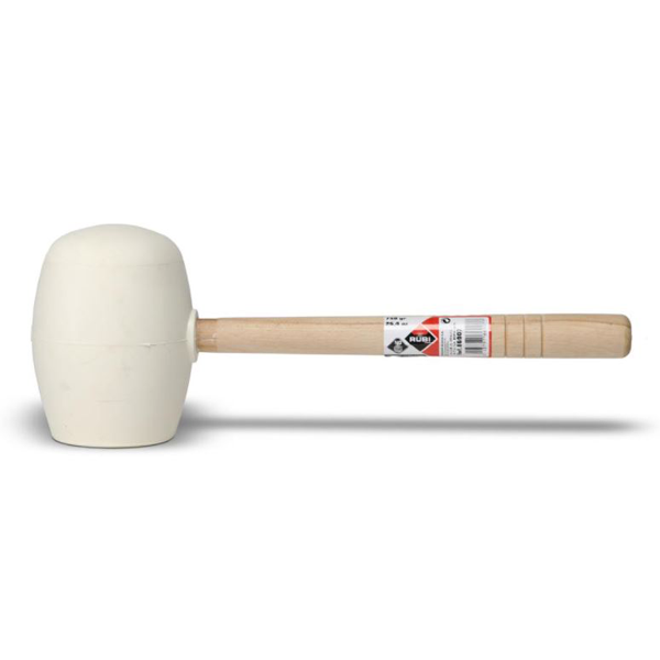 Maillet de carreleur en caoutchouc - Rubi - Faces plane et sphérique - Blanc - 250 grammes
