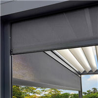 Store enroulable et motorisé Aluclos pour pergola bioclimatique Alusun - longueur 4,00 m - Ombre